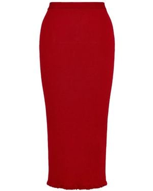 Maison Margiela Ribbed-Knit Four Stitches Midi Skirt - Red
