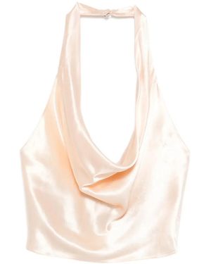 Patrizia Pepe Halterneck Satin Top - White