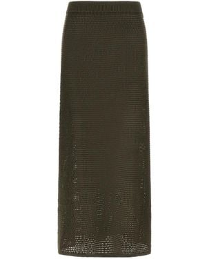 Herno Open-Knit Maxi Skirt - Green
