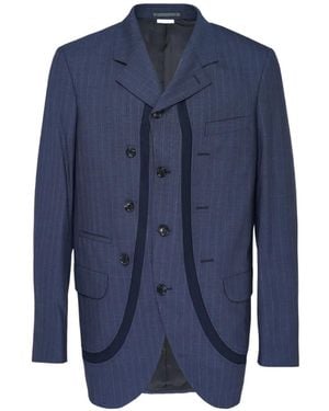 Comme des Garçons Pinstripe-Pattern Paneled Blazer - Blue