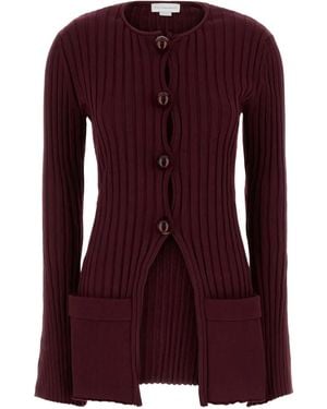 Stella McCartney Ribbed Crew-neck Cardigan - パープル