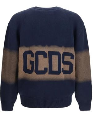 Gcds Logo-Intarsia Spray-Effect Sweater - Blue