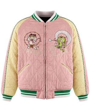 Monokemade Quilted Graphic-Print Jacket - Pink