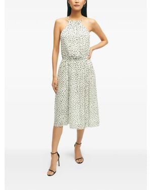 Brooks Brothers Dot-Print Halterneck Midi Dress - White