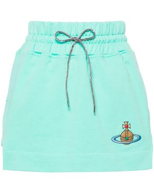 Vivienne Westwood Orb-Embroidered Cotton Miniskirt - Blue