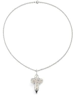 POISONED HEARTS Collar De Cadena Con Colgante De Cruz - Blanco