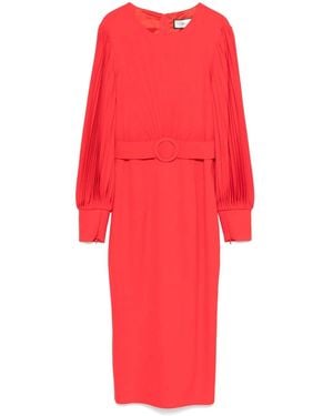 Nissa Belted Midi Dress - Red