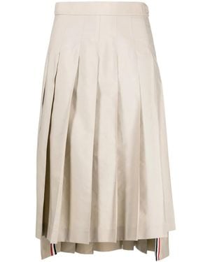 Thom Browne Midi-Plooirok - Naturel