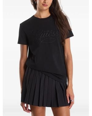 Guess Logo-Embroidered Short-Sleeve T-Shirt - Black
