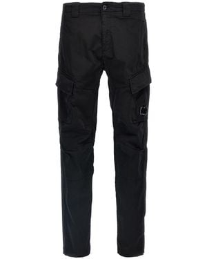 C.P. Company Logo-Patch Cargo Trousers - Black