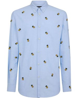 DSquared² Pineapple-Print Cotton Shirt - Blue