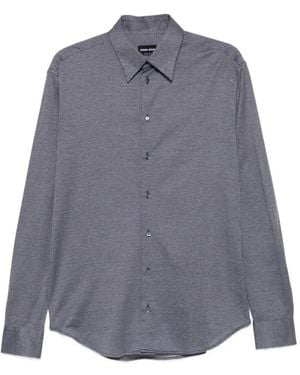 Giorgio Armani Geometric-Print Long-Sleeve Shirt - Grey