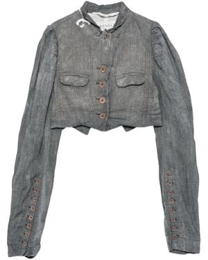 Rundholz Pinstripe-Pattern Cropped Jacket - Grey