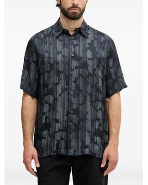 ARMANI EXCHANGE Abstract-Print Short-Sleeve Shirt - Grey