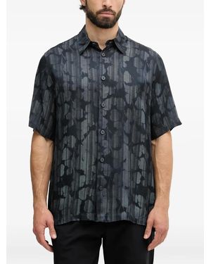 ARMANI EXCHANGE Abstract-Print Short-Sleeve Shirt - Grey