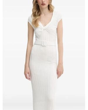 Liu Jo Twist-Front Belted Midi Dress - White