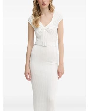 Liu Jo Twist-Front Belted Midi Dress - White
