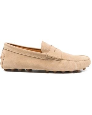 Tod's Gommino Paneled Penny Suede Loafers - Natural