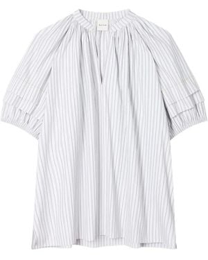 Paul Smith Striped-Pattern V-Neck Top - White
