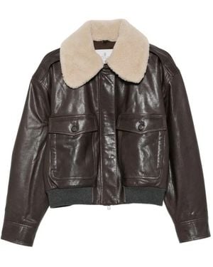 Brunello Cucinelli Klassische Lederjacke - Schwarz