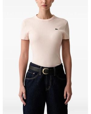 Lacoste Ribbed Logo-Patch T-Shirt - Blue