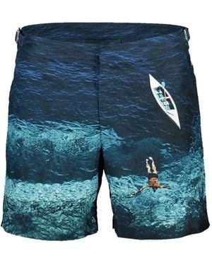 Orlebar Brown Bulldog Photograph-print Swim Shorts - Blue