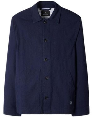 Paul Smith Cotton Seersucker Work Jacket - Blue