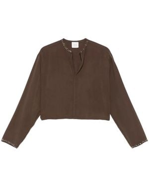 Alysi Top Met Verfraaide Afwerking - Bruin