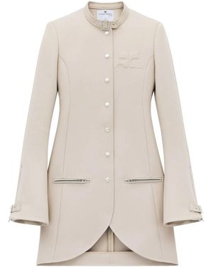 Courreges Ellipse Twill Asymmetric Coat - Natural