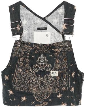 R13 Paisley Print Crop Top - Black