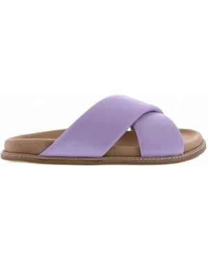 Paris Punk Crossover Leather Slippers - Purple