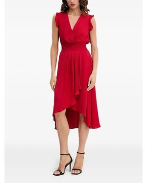 Morgan Wally Ruffled V-Neck Mini Dress - Red
