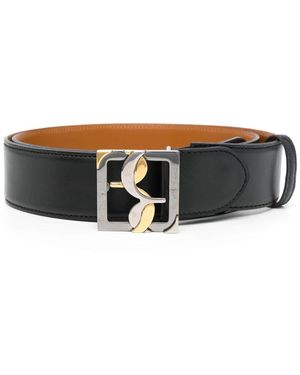 Billionaire Logo-Buckle Leather Belt - Black