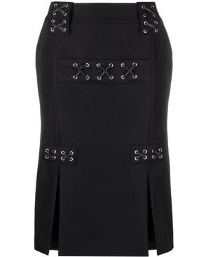 Alessandra Rich Lace-Up Wool Blend Skirt - Black