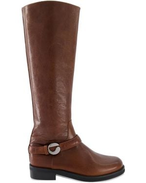 Coperni Kniehohe Cavalier Stiefel Mit Schnallenriemen - Braun