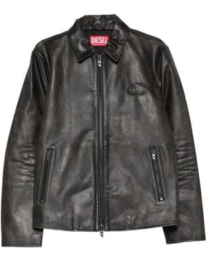 DIESEL Oval D Leather Jacket - Black