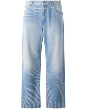 Roberto Cavalli Zebra-Pattern Jeans - Blue