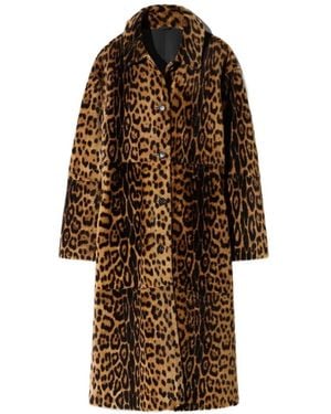 Nili Lotan Leopard-Print Shearling Coat - Brown