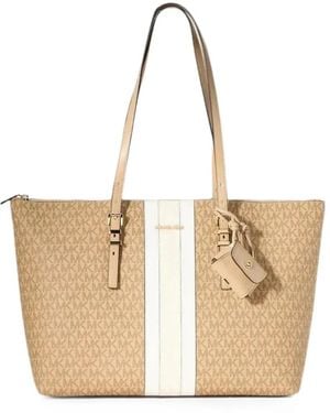 Michael Kors Monogram-Print Striped Tote Bag - Natural