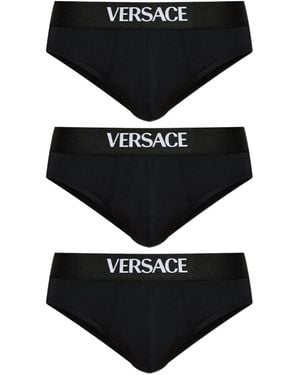 Versace Logo-Waistband Briefs (Pack Of Three) - Black