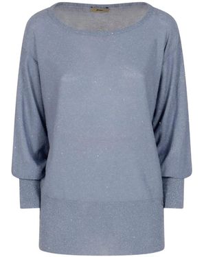 Herno Geripptes Strickoberteil - Blau