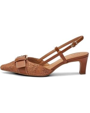 Frau Slingback Buckle Court Shoes - Brown