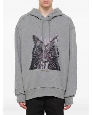Juun.J Wolf Print Hoodie - Grey