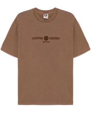 Aape By A Bathing Ape Logo Embroidered T-Shirt - Brown