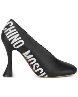 Moschino Logo-Print Court Shoes - Black
