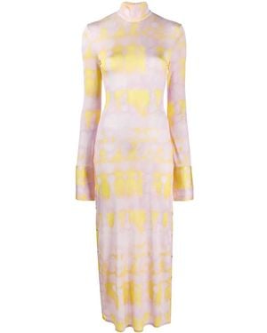 Ellery Vestido Con Motivo Tie-Dye Y Botones Laterales - Rosa