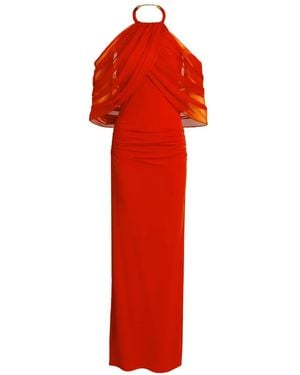 Silvia Tcherassi Duffy Draped Halterneck Maxi Dress - Red