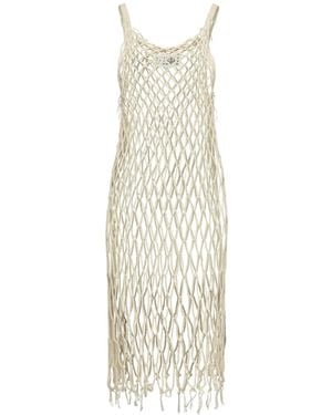 MM6 by Maison Margiela Open-Knit Midi Dress - White