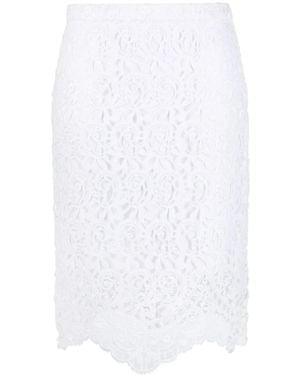 Burberry Lace High-Waisted Midi Skirt - White