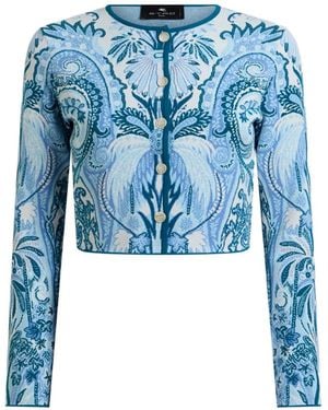 Etro Cropped-Cardigan Mit Jacquardmuster - Blau